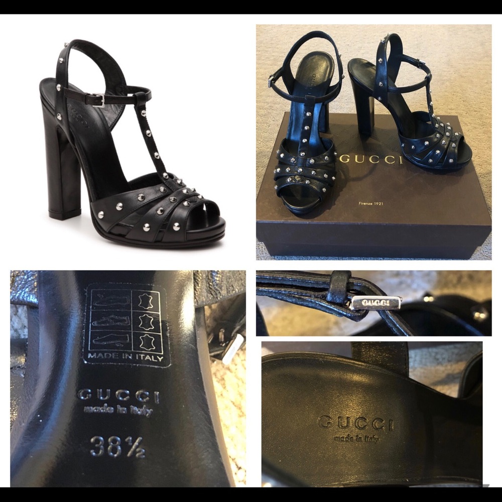 💯 Authentic Gucci T Strap Stud Heels